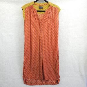 Hale Bob Silk Shift Dress Medium Orange Tunic Sleeveless Geometric